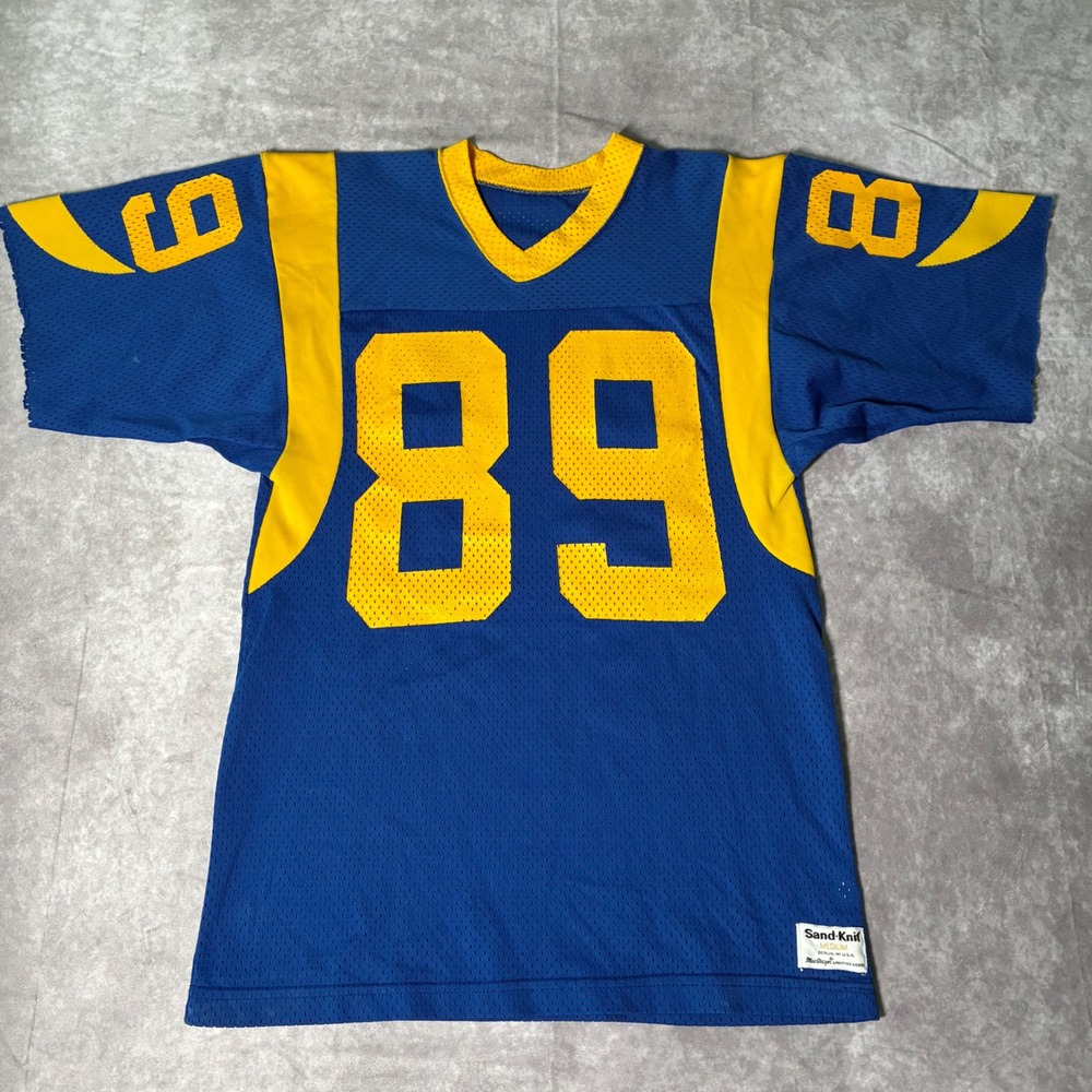 True Vintage Sand-Knit Los Angeles Rams Jersey 89 Blue Yellow Mens Medium NFL